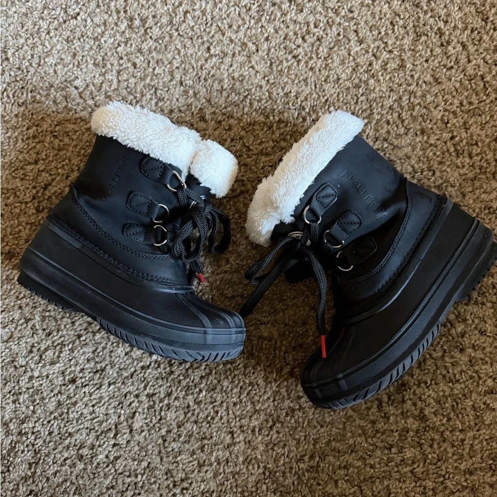 Nautica Toddler Boys Ayce Faux Fur Snow Boots 12 Black